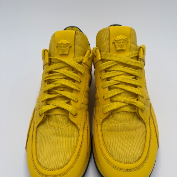 Versace Medusa Leather & Mesh Sneakers – Yellow/Black